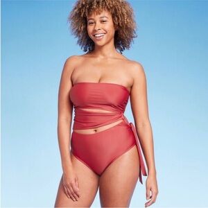 Bandeau Cut Out One Piece Swimsuit - Shade & Shore Red
NWT